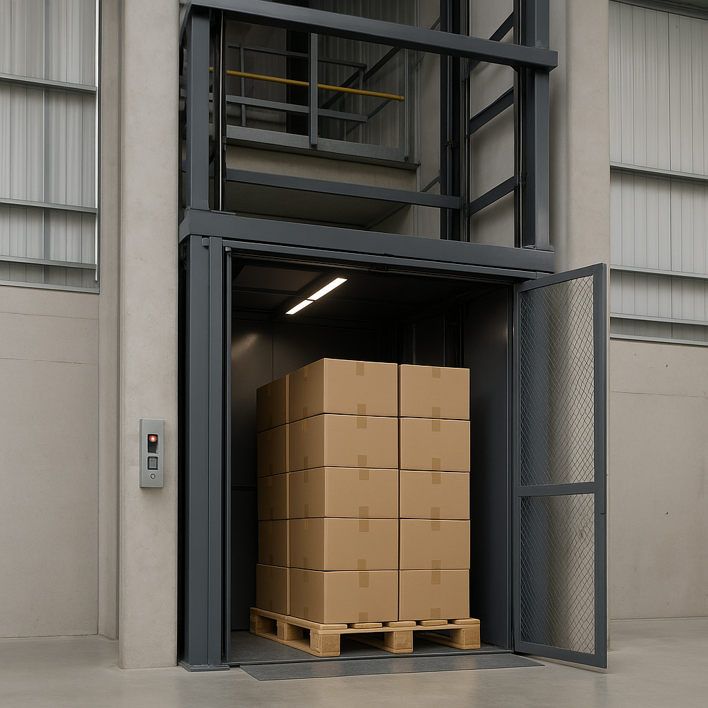 elevador montacargas con cargas pesadas