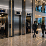 sistema de elevadores comerciales en México en edificio moderno con alto flujo y diseño eficiente