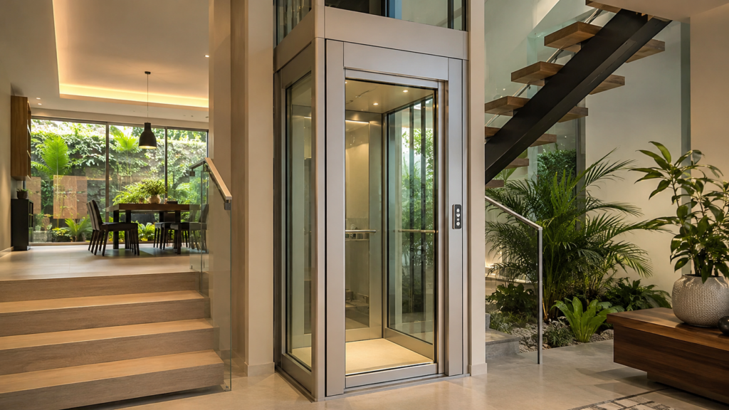 Mejor elevador ecológico para viviendas en México con accionamiento eléctrico y estructura compacta.
